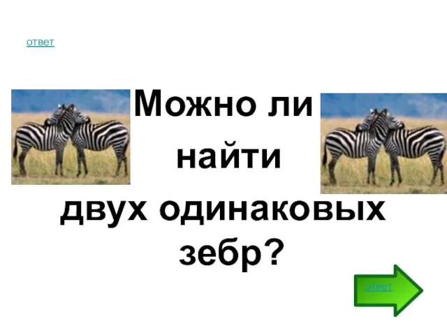 ответ Можно ли найти двух одинаковых зебр? ответ