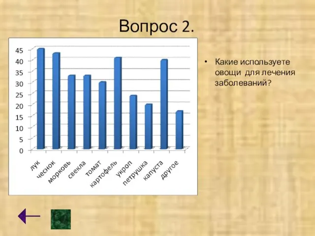 Вопрос 2. Какие используете овощи для лечения заболеваний?