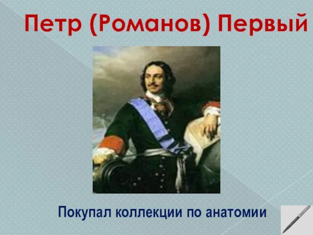 Петр (Романов) Первый Покупал коллекции по анатомии