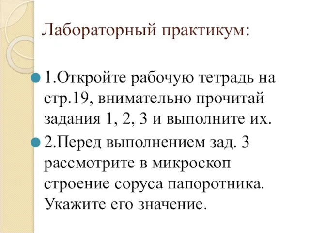 Лабораторный практикум: 1.Откройте рабочую тетрадь на стр.19, внимательно прочитай задания 1, 2,