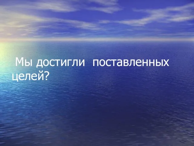 Мы достигли поставленных целей?