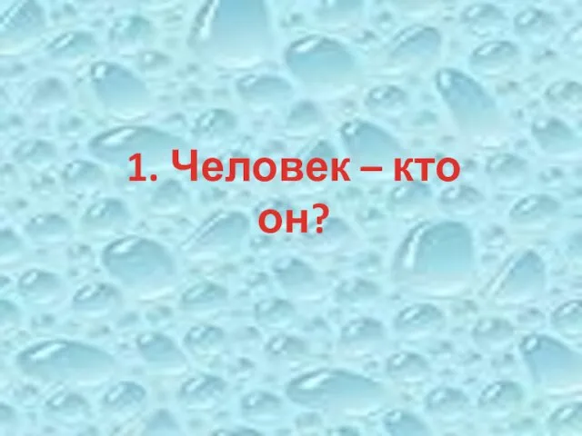 1. Человек – кто он?