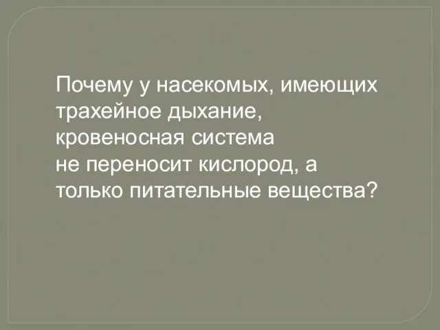 Почему у насекомых, имеющих трахейное дыхание, кровеносная система не переносит кислород, а только питательные вещества?