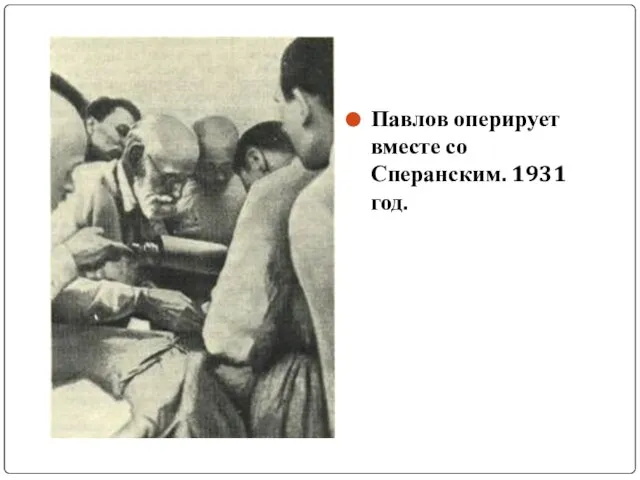 Павлов оперирует вместе со Сперанским. 1931 год.