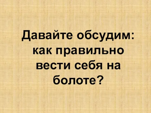 Давайте обсудим: как правильно вести себя на болоте?