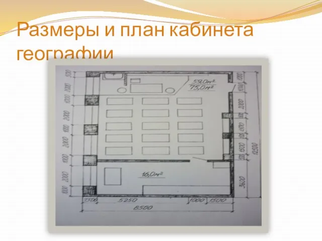 Размеры и план кабинета географии