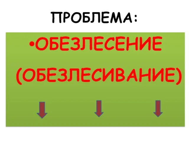 ПРОБЛЕМА: ОБЕЗЛЕСЕНИЕ (ОБЕЗЛЕСИВАНИЕ)