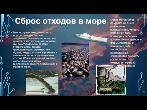 Сброс отходов в море Многие страны, имеющие выход к морю, производят морское