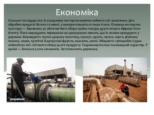 Економіка Сільське господарство. В аграрному секторі економіки зайнято 70% населення. Для обробки