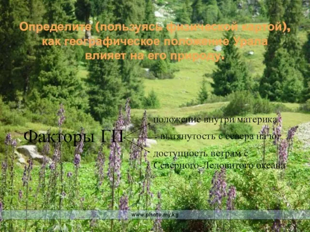 Определите (пользуясь физической картой), как географическое положение Урала влияет на его природу.