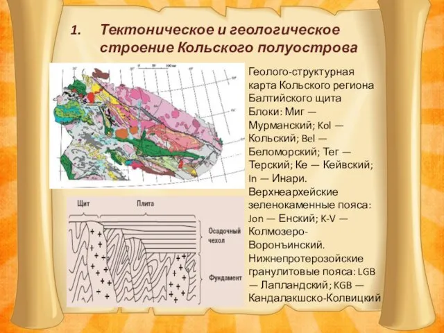 Тектоническое и геологическое строение Кольского полуострова Геолого-структурная карта Кольского региона Балтийского щита