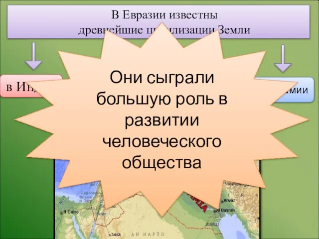 В Евразии известны древнейшие цивилизации Земли в Индии на побережье Средиземного моря