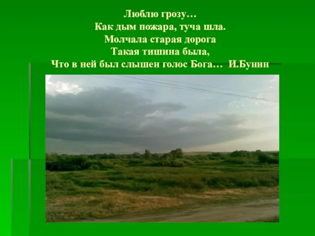 Люблю грозу… Как дым пожара, туча шла. Молчала старая дорога Такая тишина