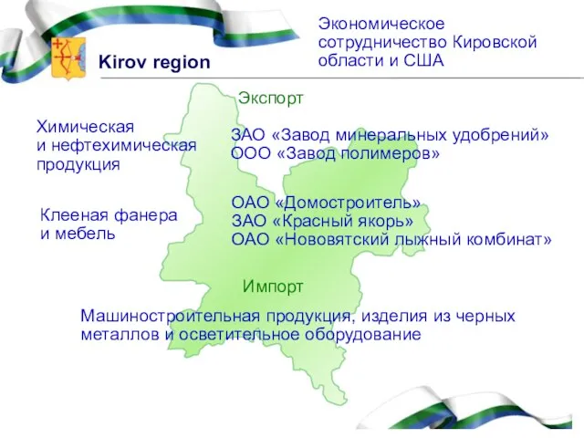 Экономическое сотрудничество Кировской области и США Импорт ЗАО «Завод минеральных удобрений» ООО