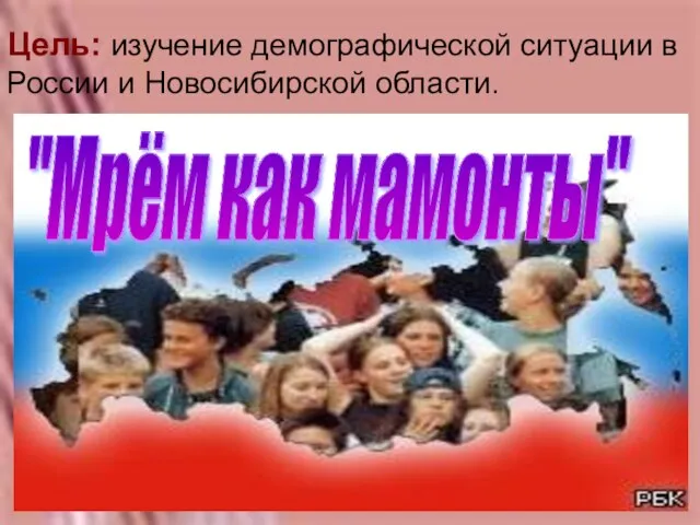 Цель: изучение демографической ситуации в России и Новосибирской области. "Мрём как мамонты"