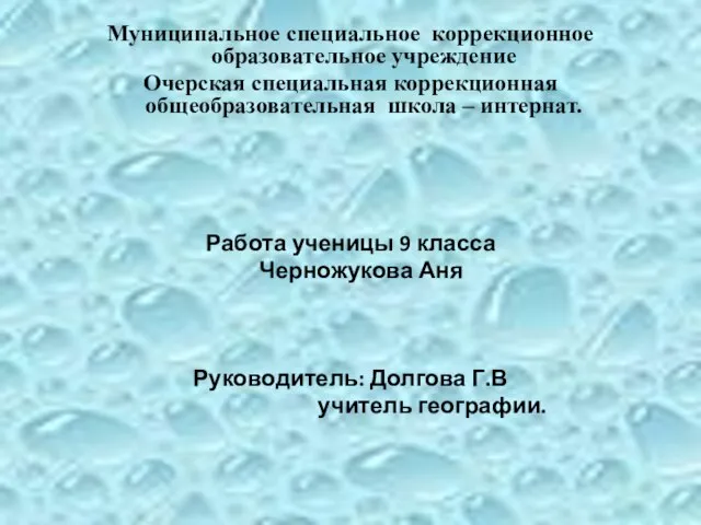 Муниципальное специальное коррекционное образовательное учреждение Очерская специальная коррекционная общеобразовательная школа – интернат.