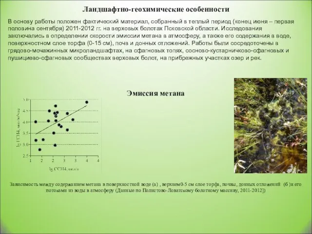 Ландшафтно-геохимические особенности В основу работы положен фактический материал, собранный в теплый период