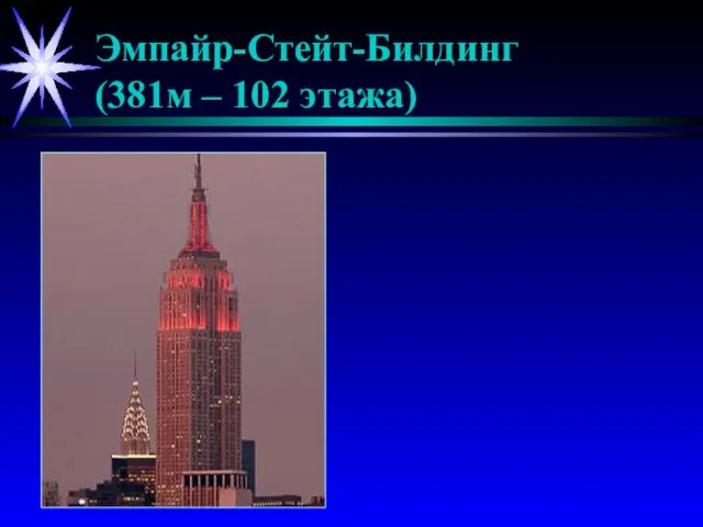 Эмпайр-Стейт-Билдинг (381м – 102 этажа)