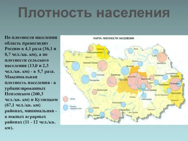 По плотности населения область превосходит Россию в 4,1 раза (36,1 и 8,7