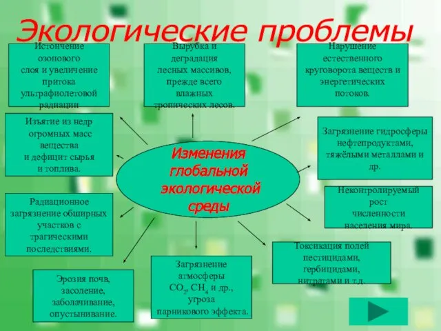 Экологические проблемы Изменения глобальной экологической среды Истончение озонового слоя и увеличение притока