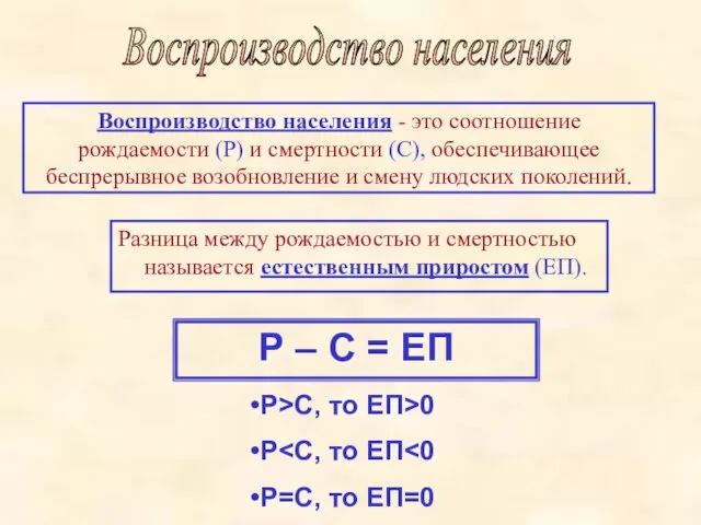 Р – С = ЕП Р>С, то ЕП>0 Р Р=С, то ЕП=0