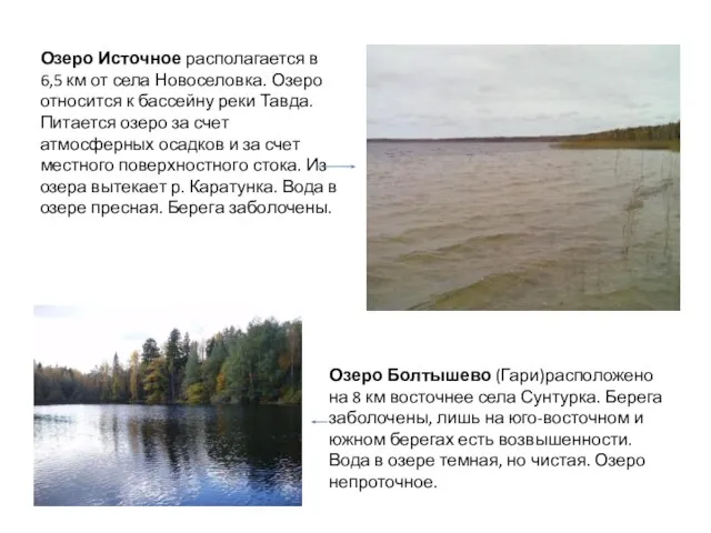 Озеро Источное располагается в 6,5 км от села Новоселовка. Озеро относится к