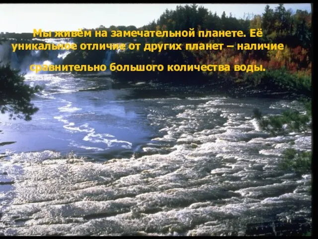 Мы живём на замечательной планете. Её уникальное отличие от других планет –