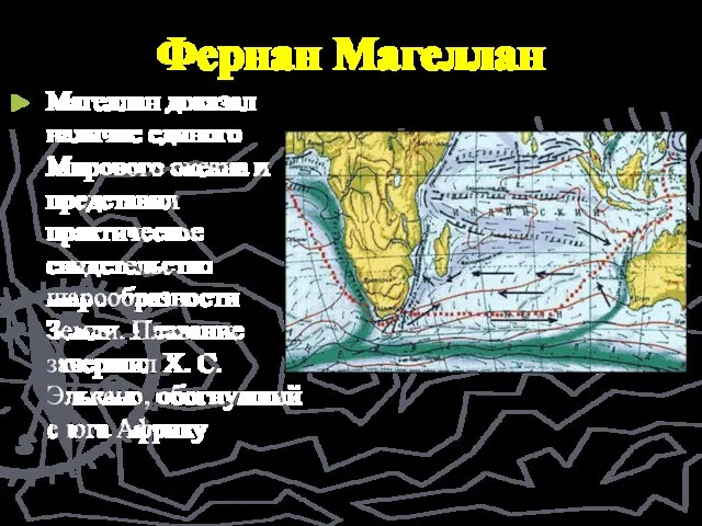 Фернан Магеллан Магеллан доказал наличие единого Мирового океана и представил практическое свидетельство