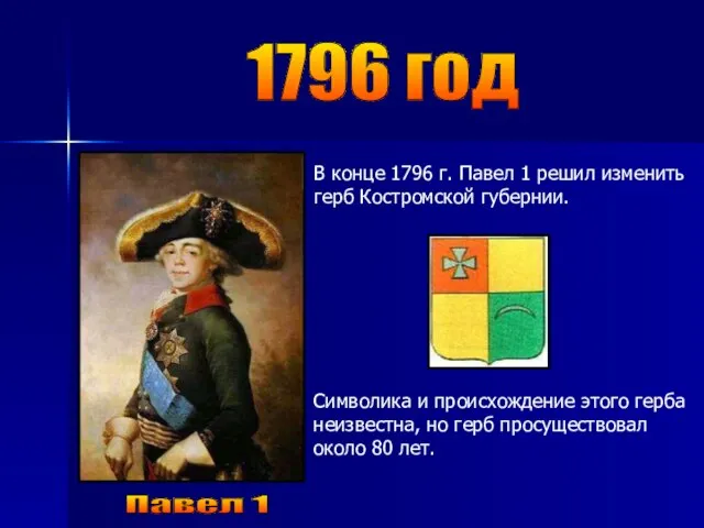 1796 год Павел 1 В конце 1796 г. Павел 1 решил изменить