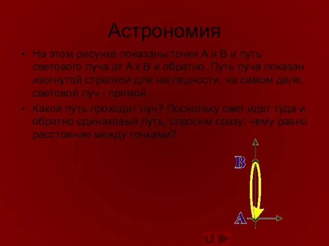 Астрономия На этом рисунке показаны точки A и B и путь светового