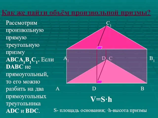 Рассмотрим произвольную прямую треугольную призму ABCA1B1C1. Если DABC не прямоугольный, то его