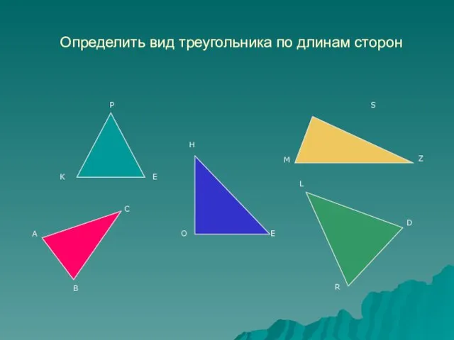 Определить вид треугольника по длинам сторон К Е Р А В С