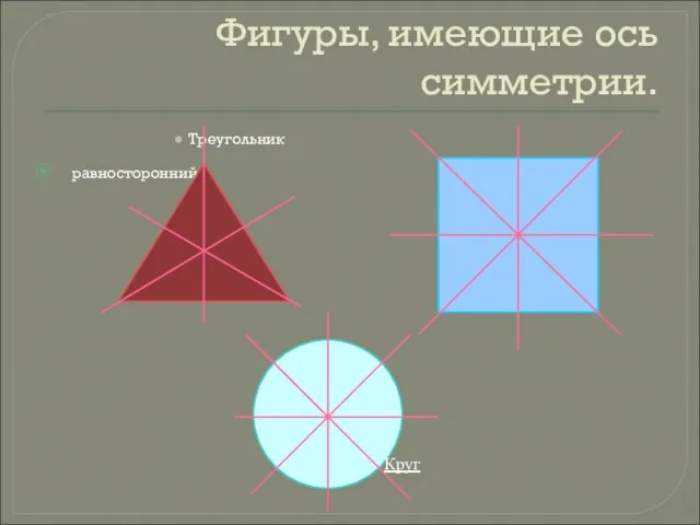 Фигуры, имеющие ось симметрии. Треугольник равносторонний Круг