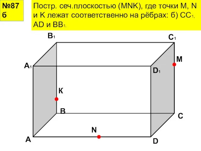 №87б Постр. сеч.плоскостью (MNK), где точки M, N и K лежат соответственно