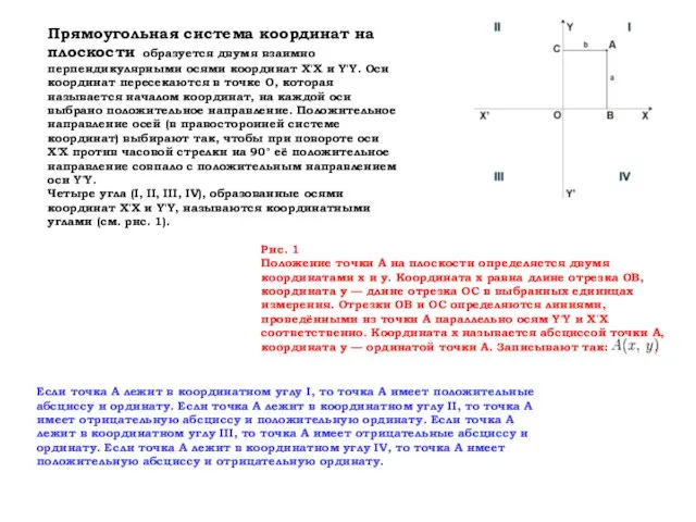 Прямоугольная система координат на плоскости образуется двумя взаимно перпендикулярными осями координат X'X