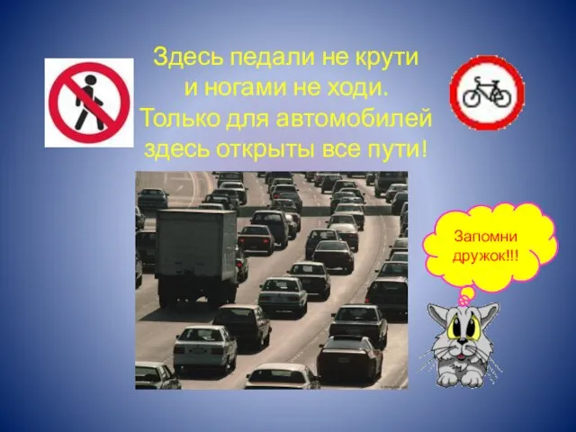 Здесь педали не крути и ногами не ходи. Только для автомобилей здесь