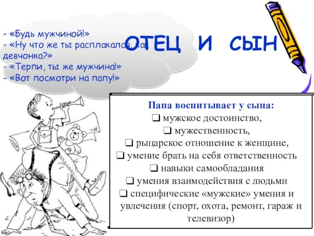 - «Будь мужчиной!» - «Ну что же ты расплакался, как девчонка?» -