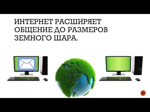 ИНТЕРНЕТ РАСШИРЯЕТ ОБЩЕНИЕ ДО РАЗМЕРОВ ЗЕМНОГО ШАРА.