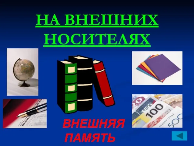 НА ВНЕШНИХ НОСИТЕЛЯХ ВНЕШНЯЯ ПАМЯТЬ