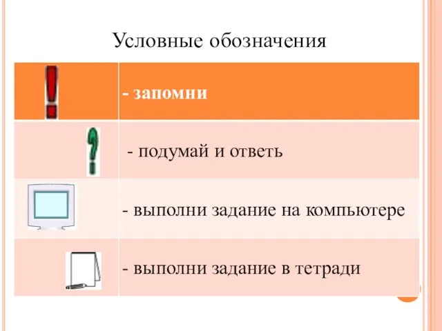 Условные обозначения