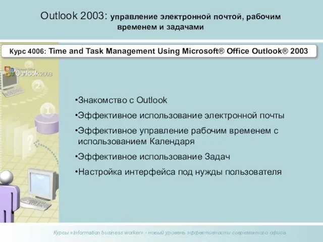 Outlook 2003: управление электронной почтой, рабочим временем и задачами Знакомство с Outlook