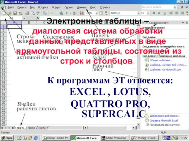 08/05/2023 Электронные таблицы – диалоговая система обработки данных, представленных в виде прямоугольной