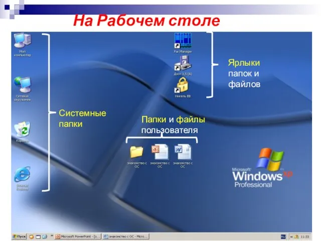 На Рабочем столе могут быть