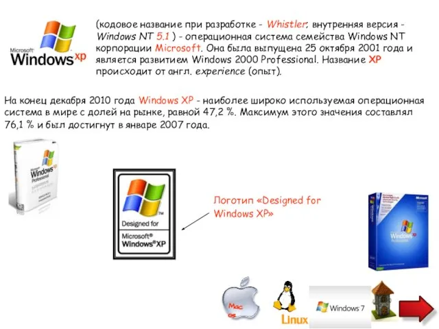 (кодовое название при разработке - Whistler; внутренняя версия - Windows NT 5.1