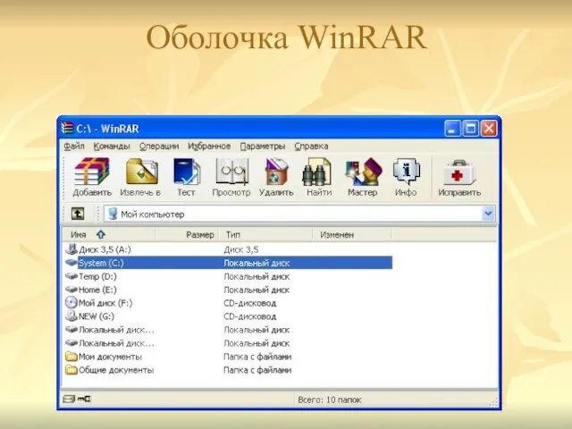 Оболочка WinRAR