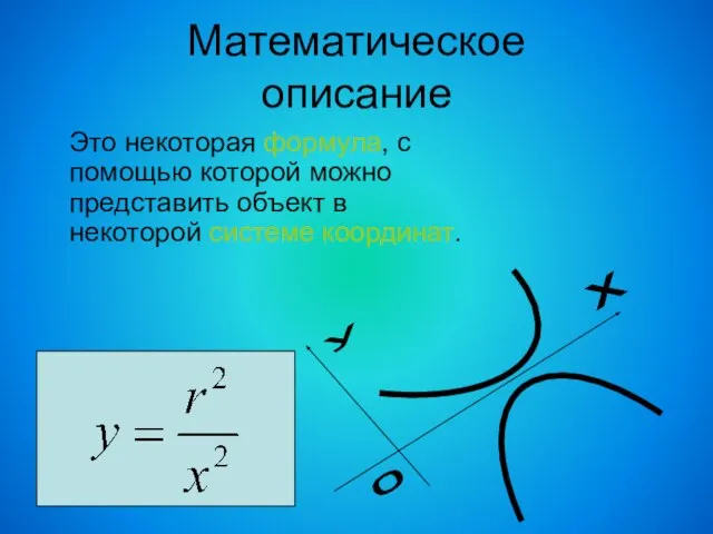 Математическое описание Это некоторая формула, с помощью которой можно представить объект в