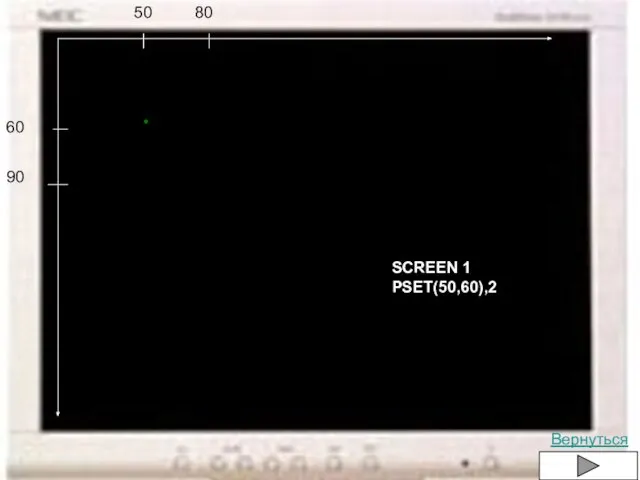 SCREEN 1 PSET(50,60),2 50 60 90 80