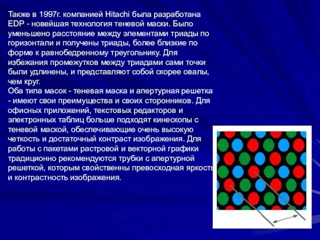 Также в 1997г. компанией Hitachi была разработана EDP - новейшая технология теневой