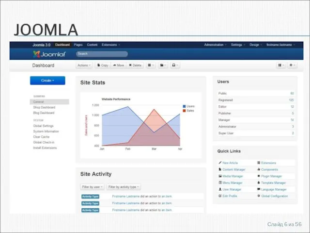 JOOMLA Слайд из 56