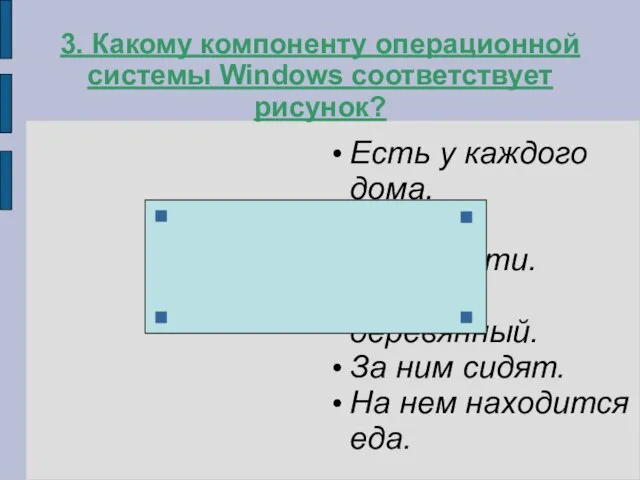 3. Какому компоненту операционной системы Windows соответствует рисунок? Есть у каждого дома.